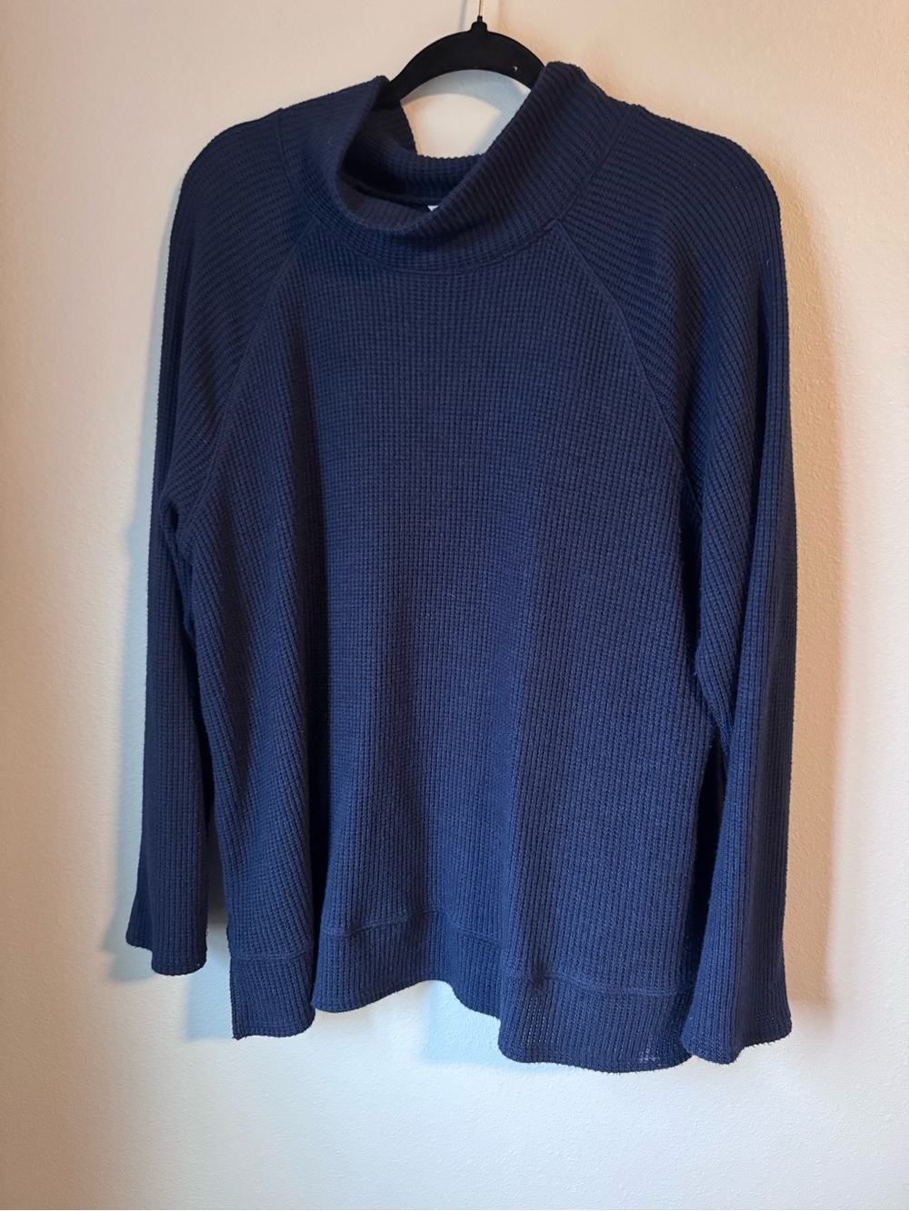 Caslon Navy Ribbed Funnel Neck Sweater